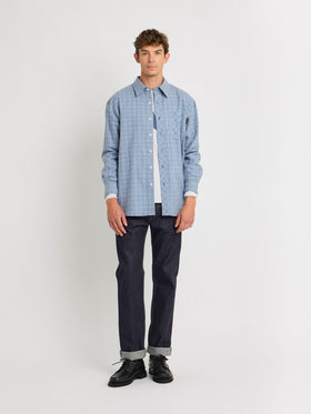 HOMME メンズ メンズ コットン 長袖 シャツ ”Masen” ネイビー