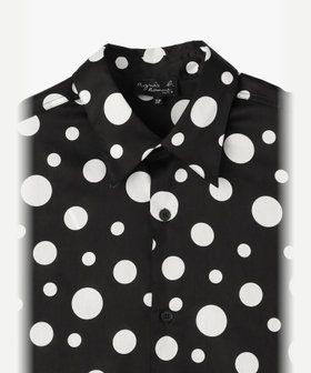 HOMME メンズ メンズ ドット コットン 長袖 シャツ "Jimi" ブラック