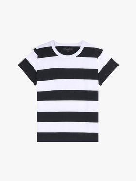 FEMME ウィメンズ 太ボーダー コットン 半袖Tシャツ "Brando" ホワイト×ブラック