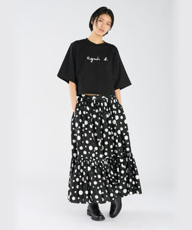FEMME ウィメンズ ロゴ コットン 5分袖 Tシャツ "Yoko" ブラック