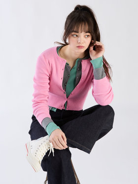 To b. by agnès b. 【Outlet】コットンリブカーディガン ピンク