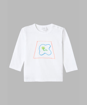 ENFANT ベビー ベビー プリント コットン 長袖 Tシャツ agnes b.×mayumi yamase ホワイト