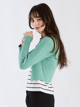 To b. by agnès b. 【Outlet】コットンリブカーディガン グリーン系その他