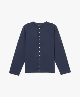 HOMME メンズ メンズ オーガニックコットン 長袖 カーディガンプレッション ブルー系その他