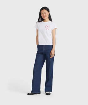 FEMME ウィメンズ "b."ロゴ ハート プリント コットン 半袖 Tシャツ "Brando" ホワイト