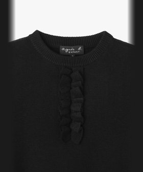ENFANT ガールズ キッズ フリル 長袖 ニット プルオーバー ブラック