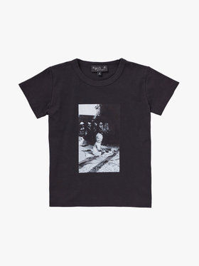 ENFANT ユニセックス キッズ フォトプリント コットン 半袖 Tシャツ ブラック