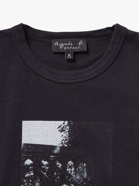 ENFANT ユニセックス キッズ フォトプリント コットン 半袖 Tシャツ ブラック