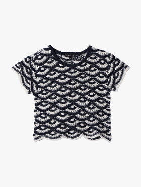 FEMME ウィメンズ コットン メッシュ フレンチスリーブ トップス ”Dentelle” ブルー系その他