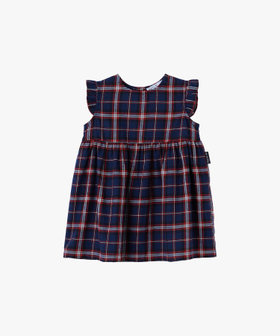 ENFANT ベビー ベビー チェック コットン ノースリーブ ブルマセット ブルー