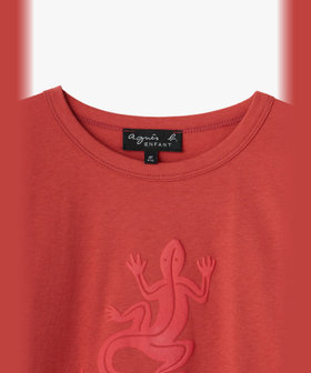 ENFANT ユニセックス キッズ ロゴ アイコニック プリント コットン 長袖 Tシャツ "Lezard" オレンジ系その他