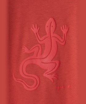 ENFANT ユニセックス キッズ ロゴ アイコニック プリント コットン 長袖 Tシャツ "Lezard" オレンジ系その他