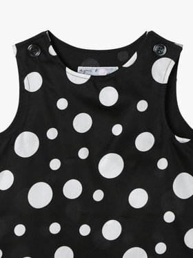 ENFANT ベビー ベビー ドット コットン ノースリーブ ワンピース "Barbie" ブラック