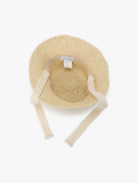 ENFANT ユニセックス キッズ ”b.” ロゴ 刺繍 あご紐レース付き ハット オフホワイト