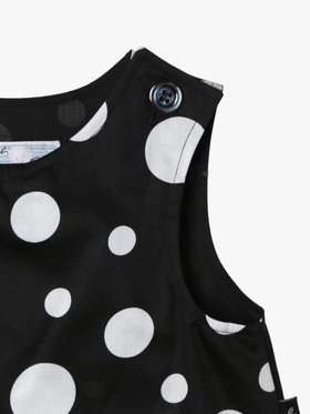 ENFANT ベビー ベビー ドット コットン ノースリーブ ワンピース "Barbie" ブラック