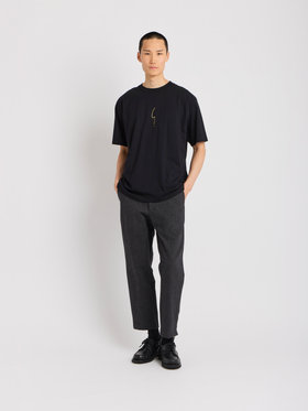 HOMME メンズ メンズ アイコニック コットン プリント 半袖 Tシャツ ”Point d'Ironie” ブラック