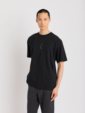 HOMME メンズ メンズ アイコニック コットン プリント 半袖 Tシャツ ”Point d'Ironie” ブラック