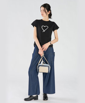 FEMME ウィメンズ アイコニック プリント コットン 半袖 Tシャツ "Sarajevo heart" ブラック