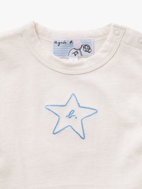 ENFANT ベビー ベビー "b." ロゴ スター コットン 半袖 Tシャツ "Domi" ホワイト