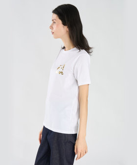 FEMME ウィメンズ 【by R 限定品】agnes b. プリント コットン 半袖 Tシャツ "un coeur d'or !!" ホワイト