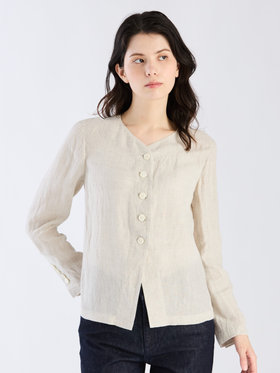 FEMME ウィメンズ リネン 長袖 シャツジャケット ベージュ