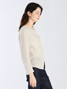 FEMME ウィメンズ リネン 長袖 シャツジャケット ベージュ