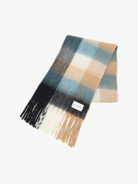 To b. by agnès b. ブロックチェック マフラー ブルー