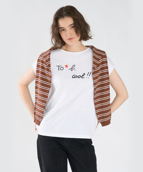 To b. by agnès b. To b. by agnes b.× green label relaxing オーガニックコットン プリントTシャツ "cool!!" ホワイト