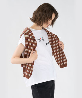 To b. by agnès b. To b. by agnes b.× green label relaxing オーガニックコットン プリントTシャツ "cool!!" ホワイト