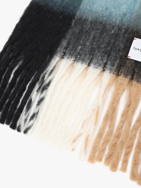 To b. by agnès b. ブロックチェック マフラー ブルー