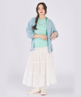 To b. by agnès b. ドビー ミニチェック コットン シャツ ライトブルー
