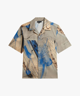 HOMME メンズ メンズ プリント コットン 開襟 半袖 アーティスト シャツ "Futura" マルチ