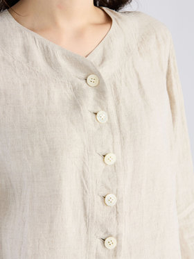 FEMME ウィメンズ リネン 長袖 シャツジャケット ベージュ