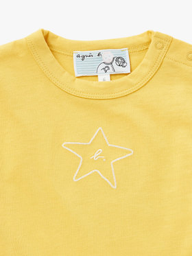 ENFANT ベビー ベビー "b." ロゴ スター コットン 半袖 Tシャツ "Domi" イエロー