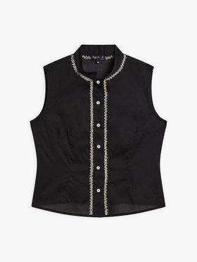 FEMME ウィメンズ 【Outlet】コットン オフィサーカラー ノースリーブ ブラウス ブラック