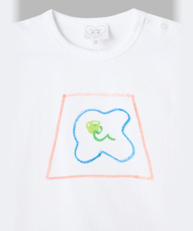 ENFANT ベビー ベビー プリント コットン 長袖 Tシャツ agnes b.×mayumi yamase ホワイト