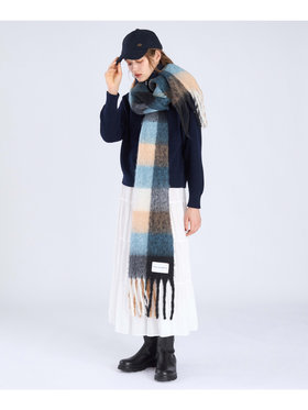 To b. by agnès b. ブロックチェック マフラー ブルー