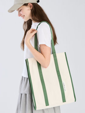 To b. by agnès b. 【Outlet】バイカラー コットン キャンバス トートバッグ カーキ