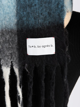 To b. by agnès b. ブロックチェック マフラー ブルー