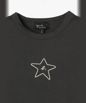 ENFANT ユニセックス キッズ "b." ロゴ スター コットン 半袖 Tシャツ "Domi" グレー