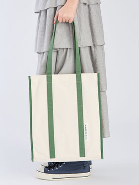 To b. by agnès b. 【Outlet】バイカラー コットン キャンバス トートバッグ カーキ