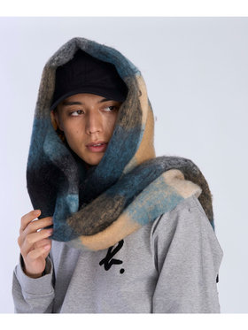 To b. by agnès b. ブロックチェック マフラー ブルー