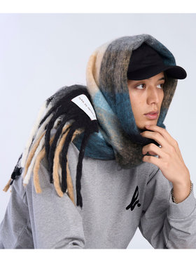 To b. by agnès b. ブロックチェック マフラー ブルー