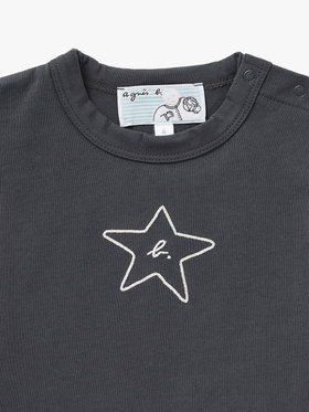 ENFANT ベビー ベビー "b." ロゴ スター コットン 半袖 Tシャツ "Domi" グレー