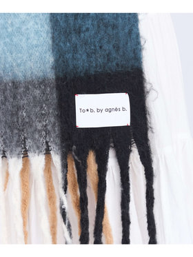 To b. by agnès b. ブロックチェック マフラー ブルー