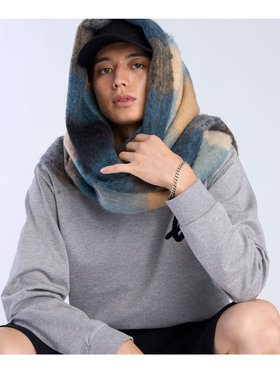 To b. by agnès b. ブロックチェック マフラー ブルー