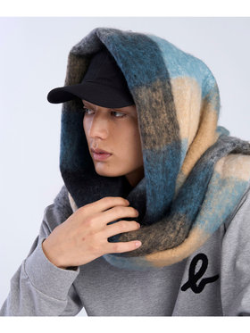 To b. by agnès b. ブロックチェック マフラー ブルー