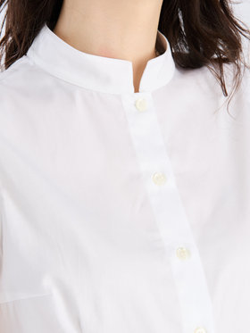 FEMME ウィメンズ コットン オフィサーカラー ノースリーブ ブラウス ホワイト