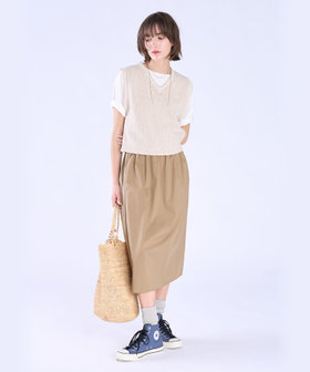 To b. by agnès b. ウエスト ギャザー フリル ロング スカート ベージュ