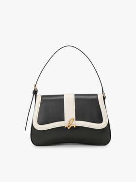 VOYAGE ウィメンズ バッグ＆ウォレット 【by R 限定品】agnes b. バイカラー レザー ミディアム ショルダーバッグ "Ingrid" ZAS04-04 ブラック